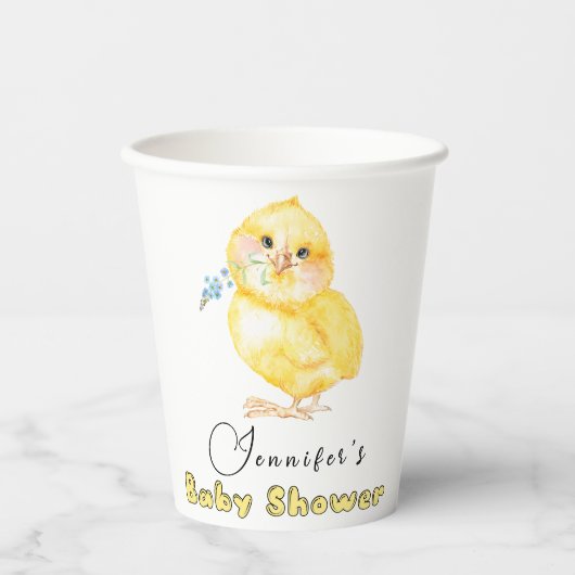 Little Chick Floral Baby shower Papieren Bekers (Voorkant)