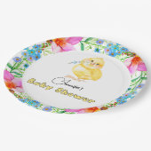 Little Chick Floral Baby shower Papieren Bordje (Gekanteld)
