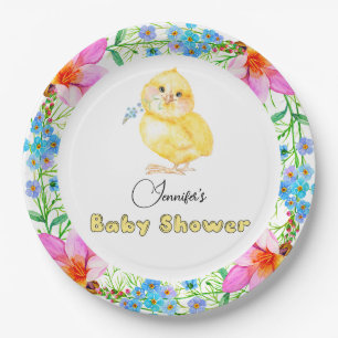 Little Chick Floral Baby shower Papieren Bordje
