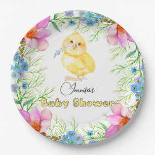 Little Chick Floral Baby shower Papieren Bordje