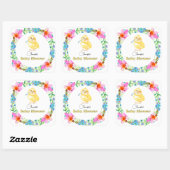 Little Chick Floral Baby shower Vierkante Sticker (Vel)