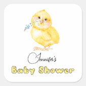 Little Chick Floral Baby shower Vierkante Sticker (Voorkant)