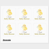 Little Chick Floral Baby shower Vierkante Sticker (Vel)