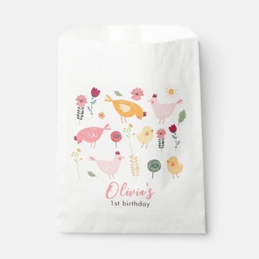 Little Chick Girl Boerderij Easter Chicken Birthda Bedankzakje (Voorkant)
