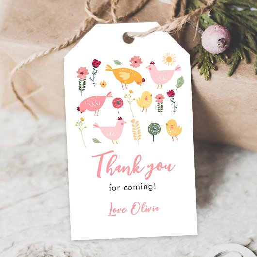 Little Chick Girl Boerderij Easter Chicken Birthda Cadeaulabel