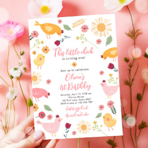 Little Chick Girl Boerderij Easter Chicken Birthda Kaart