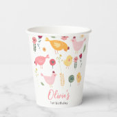 Little Chick Girl Boerderij Easter Chicken Birthda Papieren Bekers (Achterkant)