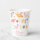 Little Chick Girl Boerderij Easter Chicken Birthda Papieren Bekers (Voorkant)