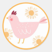 Little Chick Girl Boerderij Easter Chicken Birthda Ronde Sticker (Voorkant)