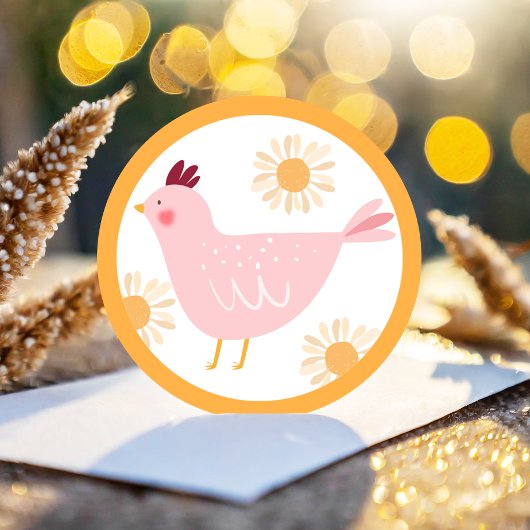 Little Chick Girl Boerderij Easter Chicken Birthda Ronde Sticker