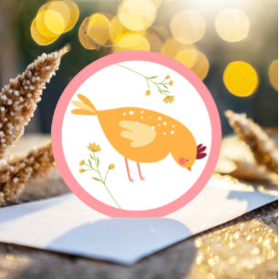 Little Chick Girl Boerderij Easter Chicken Birthda Ronde Sticker