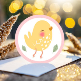 Little Chick Girl Boerderij Easter Chicken Birthda Ronde Sticker