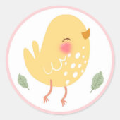 Little Chick Girl Boerderij Easter Chicken Birthda Ronde Sticker (Voorkant)