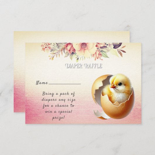 Little Chick Hatching Baby shower Informatiekaartje (Voorkant / Achterkant)