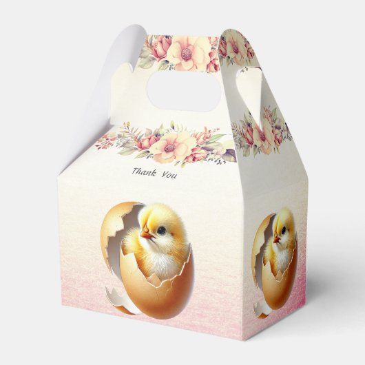 Little Chick Hatching Floral Favoriete Box Bedankdoosjes (Achterkant)