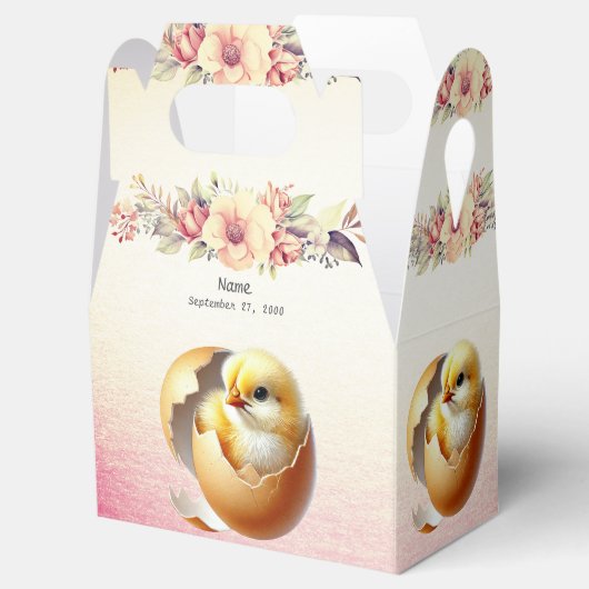Little Chick Hatching Floral Favoriete Box Bedankdoosjes (Geopend)