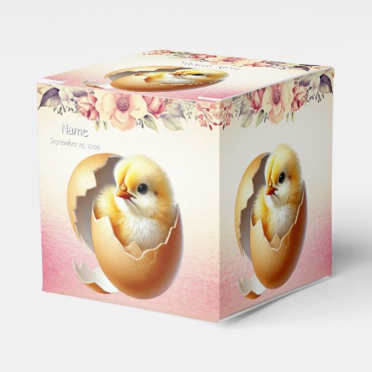 Little Chick Hatching Floral Favoriete Box Bedankdoosjes (Voorkant Zijde)