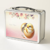 Little Chick Hatching Floral Metal Lunch Box (Achterkant)