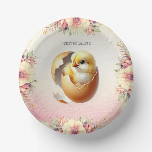 Little Chick Hatching Floral Paper Bowl Papieren Kommen (Voorkant)