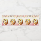 Little Chick Hatching Floral Waterfles Etiket (Enkel label)