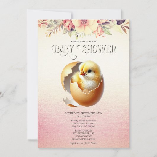 Little Chick Hatching Soon Baby shower Invitation Kaart (Voorkant)