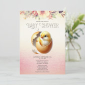 Little Chick Hatching Soon Baby shower Invitation Kaart (Staand voorkant)