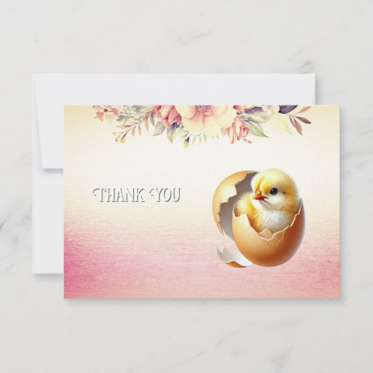 Little Chick Hatching Thank You Card Bedankkaart (Voorkant)
