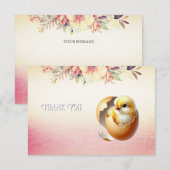 Little Chick Hatching Thank You Card Bedankkaart (Voorkant / Achterkant)