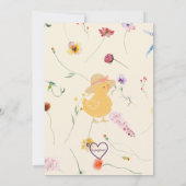 Little Chick is One, Floral 1st Birthday Kaart (Achterkant)