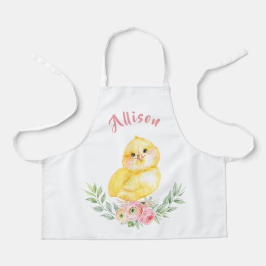 Little Chick met Flowers Kinder Personalized Schort (Voorkant)