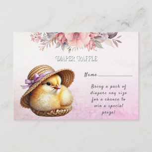 Little Chick Pink Ribbon Baby shower Informatiekaartje