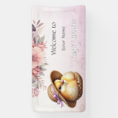 Little Chick Pink Ribbon Baby shower Spandoek (Verticaal)