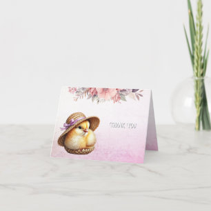 Little Chick Pink Ribbon bedankkaart