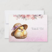 Little Chick Pink Ribbon bedankkaart (Voorkant)