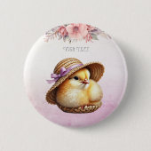 Little Chick Pink Ribbon Button (Voorkant)