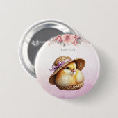 Little Chick Pink Ribbon Button (Voorkant /achterkant)
