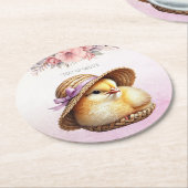 Little Chick Pink Ribbon Paper Onderzetter (Gebogen)