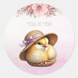 Little Chick Pink Ribbon Sticker