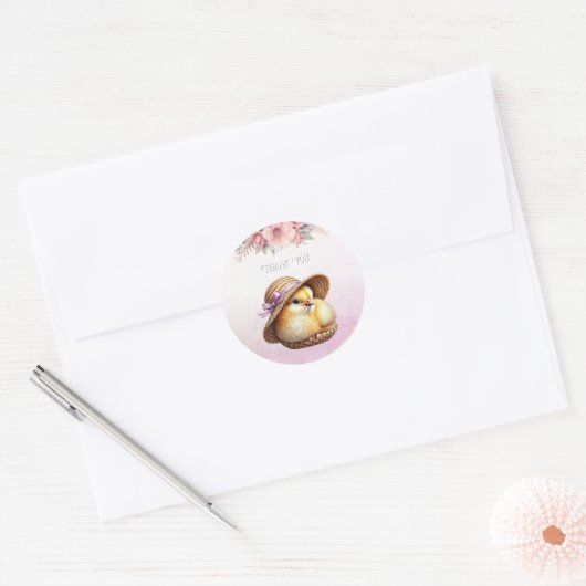 Little Chick Pink Ribbon Sticker (Envelop)