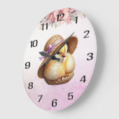 Little Chick Pink Ribbon Wall Clock Grote Klok (Hoek)