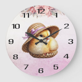 Little Chick Pink Ribbon Wall Clock Grote Klok
