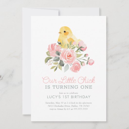 Little Chick Spring 1e Verjaardag Kaart (Voorkant)