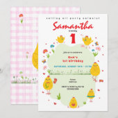 Little Chick Spring Chicken Boerderij Girl Verjaar Kaart (Voorkant / Achterkant)