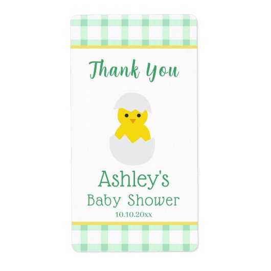Little Chick To Hatch Gender Neutral Baby Shower Etiket (Voorkant)