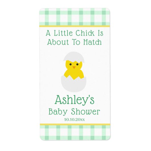 Little Chick To Hatch Gender Neutral Baby Shower Etiket (Voorkant)