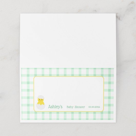 Little Chick To Hatch Gender Neutral Baby Shower Plaatskaartje (Buitenkant ongevouwen)