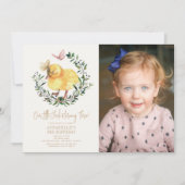 Little Chick & Vlinder Meisje Verjaardag Foto Kaart (Voorkant)