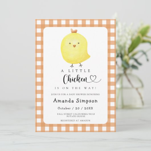 Little Chicken Baby shower Invitation Kaart (Staand voorkant)