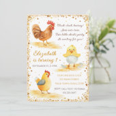 Little Chicken Verjaardagsfeestuitnodiging Kaart (Staand voorkant)