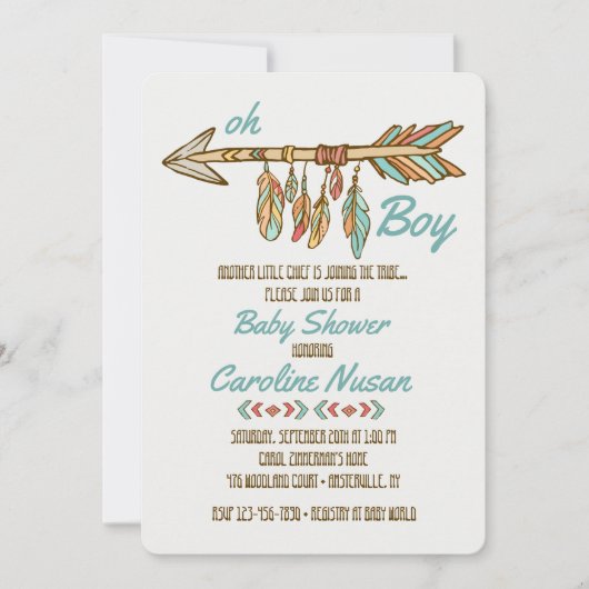 Little Chief Baby shower Invitation Kaart (Voorkant)